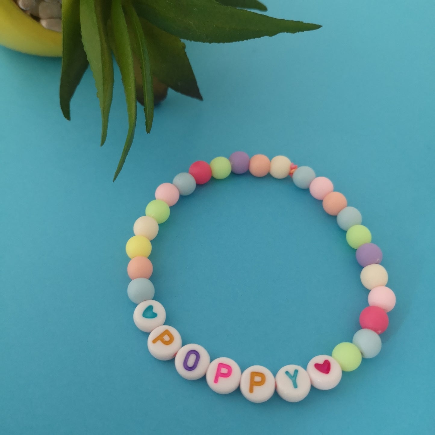 CUSTOM NAME Bracelet Confetti Beads / PomPom beads