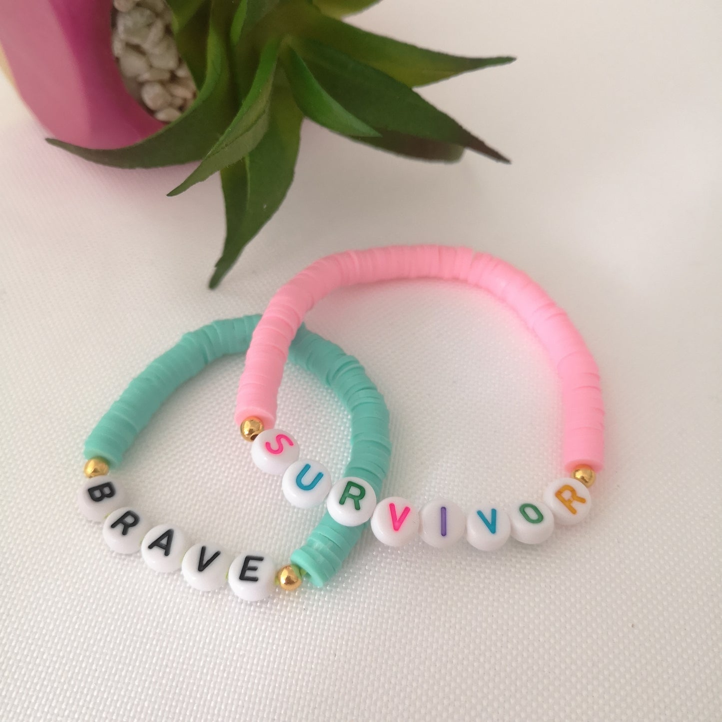 PERSONAL MANTRA bracelet / Possitive Affirmation bracelet Heishi beads
