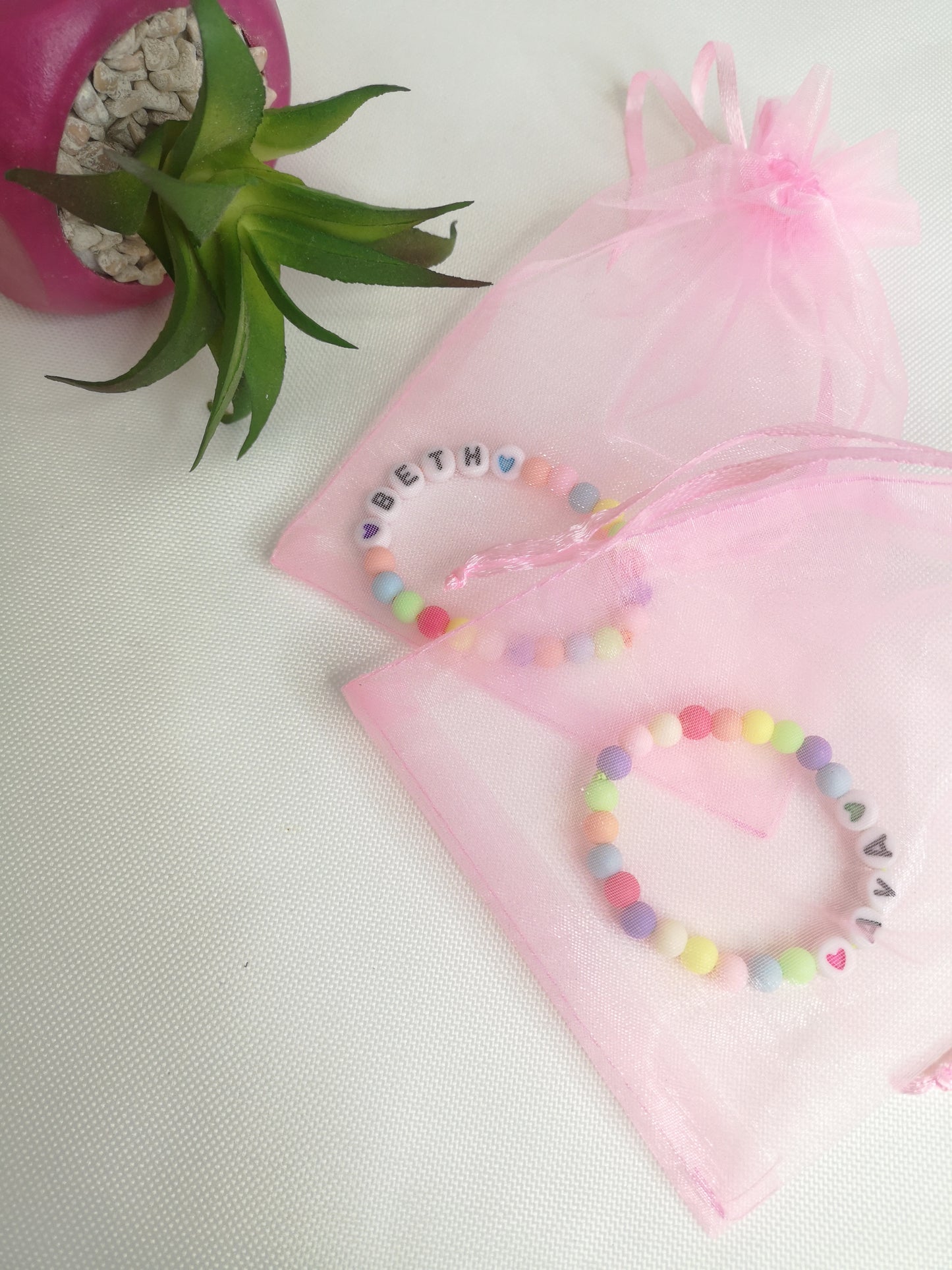CUSTOM NAME Bracelet Confetti Beads / PomPom beads