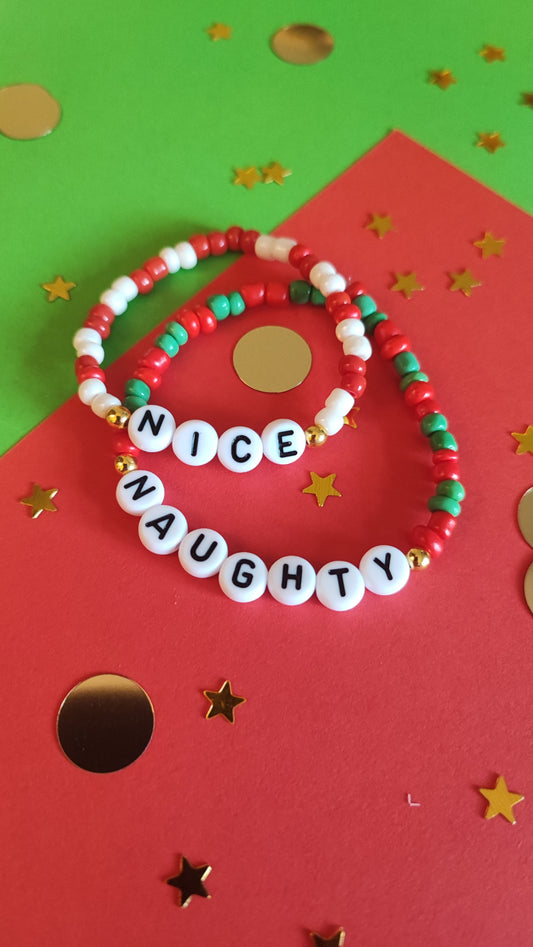 Naughty or Nice seed bead bracelet